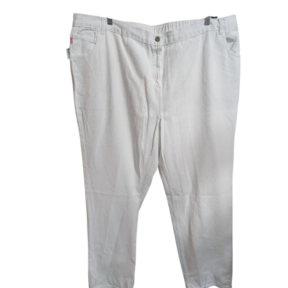 Woman Within Denim Pants Sz 28T Plus Size White NEW W-460